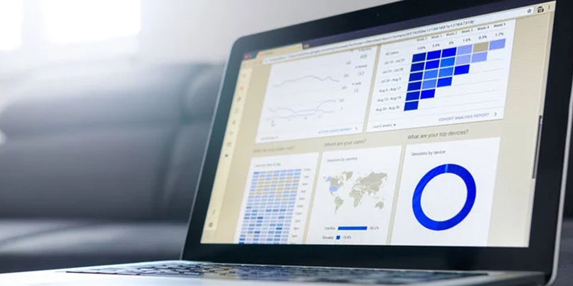 A Laptop screen featuring some graphs