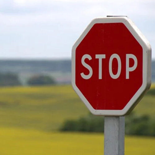 A stop sign in the countryside