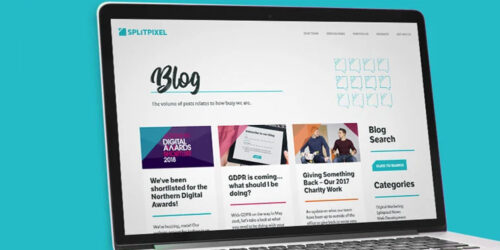 The Splitpixel blog shown on a laptop screen
