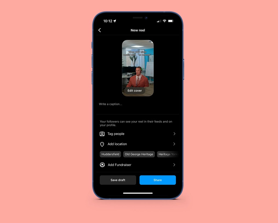 Caption your reels on instagram, edit location and tags 
