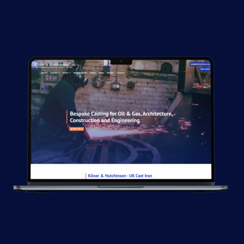 Kilner and Hutchinson bespoke web design page shown on a laptop