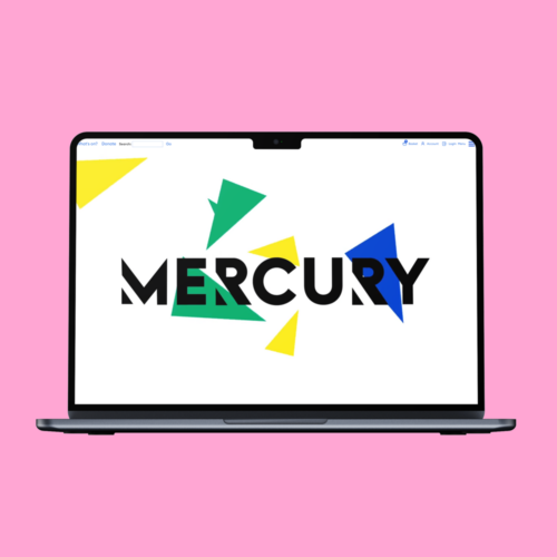 Mercury logo shown on a laptop screen