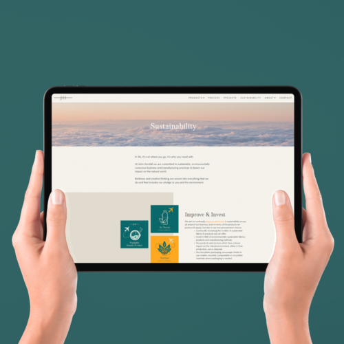 John Horsfall, Huddersfield, Sustainability Web page shown on a tablet