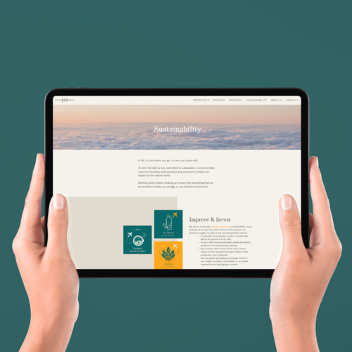 JH Sustainability page shown on a tablet