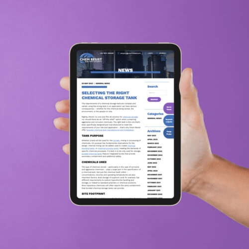 Chem resist page shown on a tablet