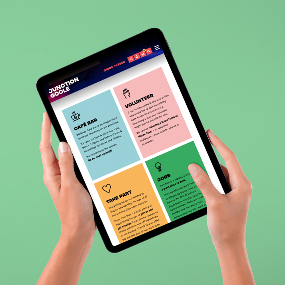 Junction Goole page shown on a tablet