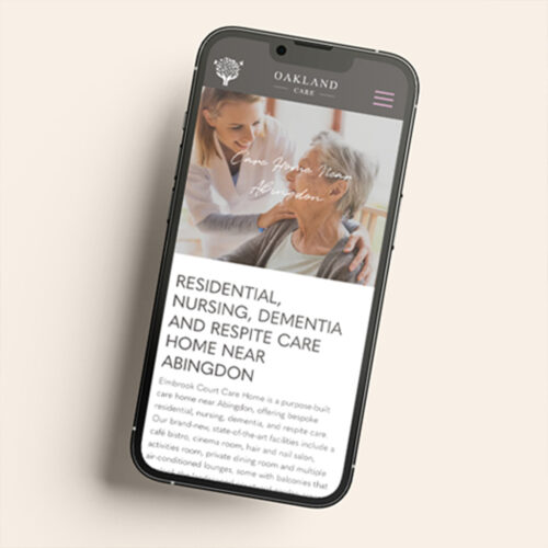 Oakland Care pages shown on a phone screen