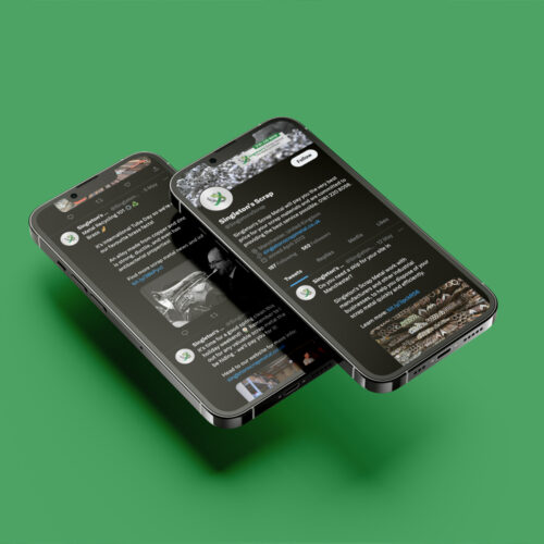 Singletons scrap metal twitter page showing a social media post on a phone screen
