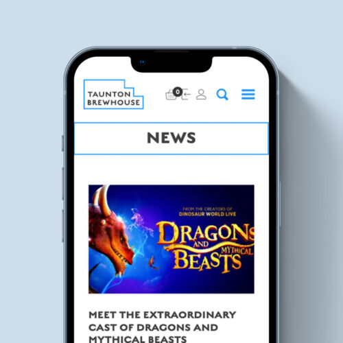 Taunton Brewhouse news page shown on a phone screen