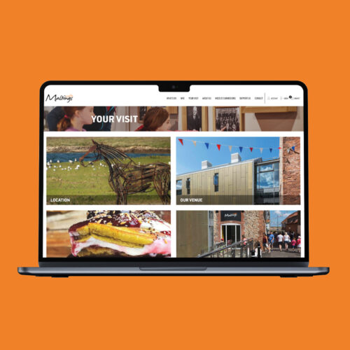 Wells Maltings your visit page shown on a laptop