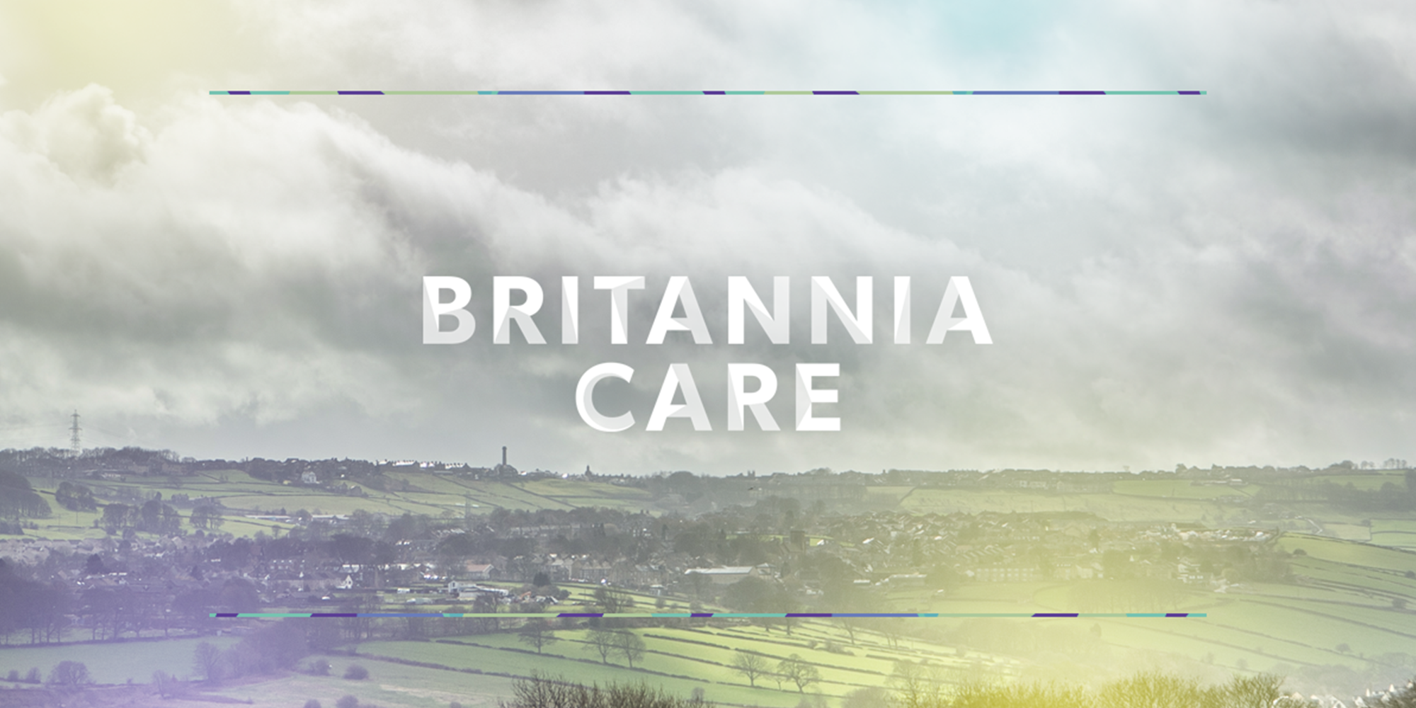 Britannia Care logo over a landscape of hills and trees