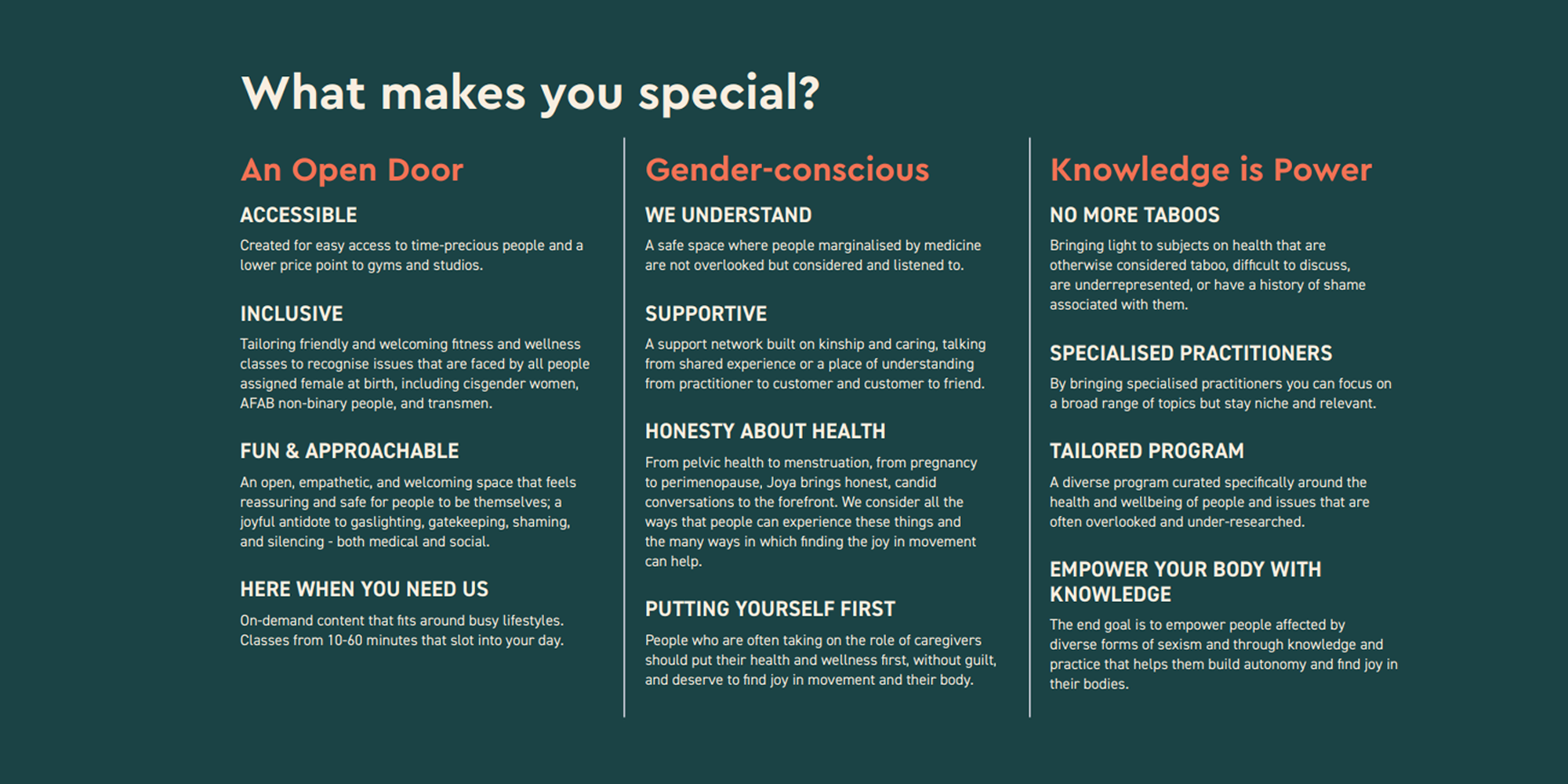 A resource showing 'What makes you special'