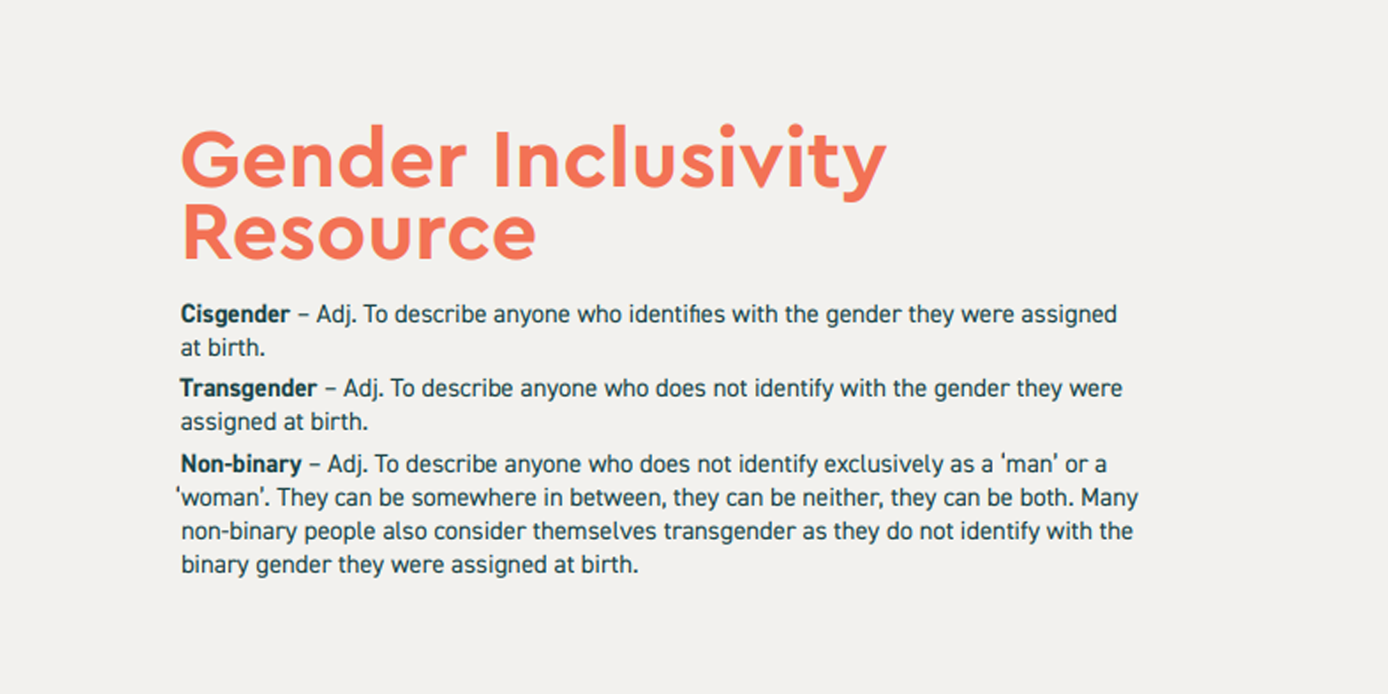 A gender inclusivity resource