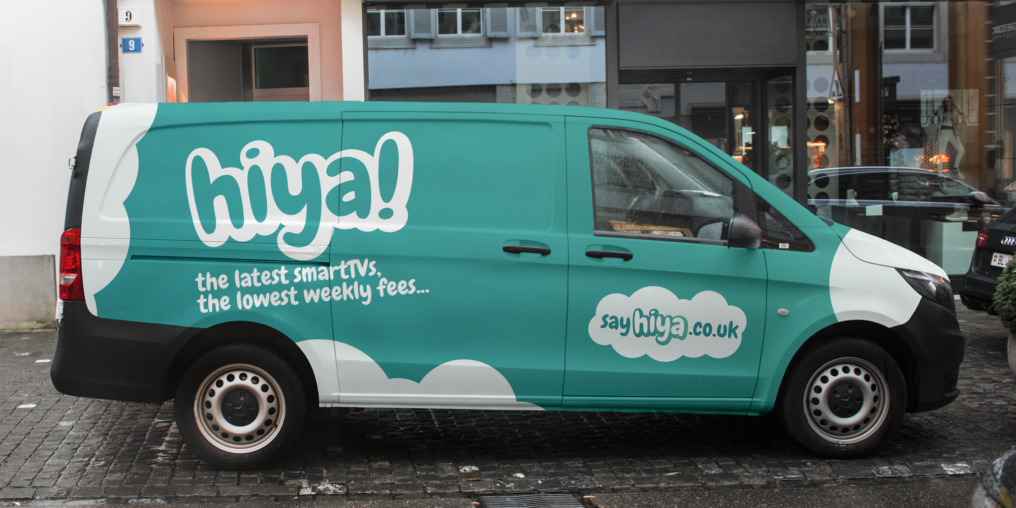 Hiya logo and branding on a van