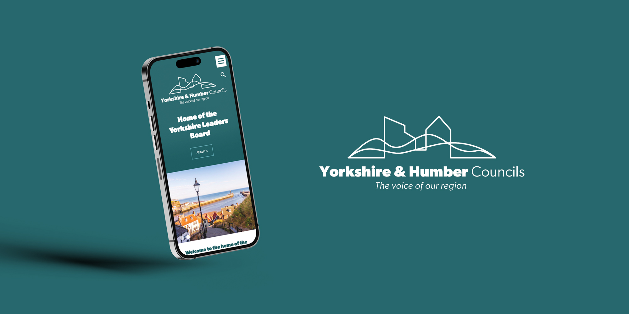 Yorkshire and Humber logo and home page shown on a phone screen
