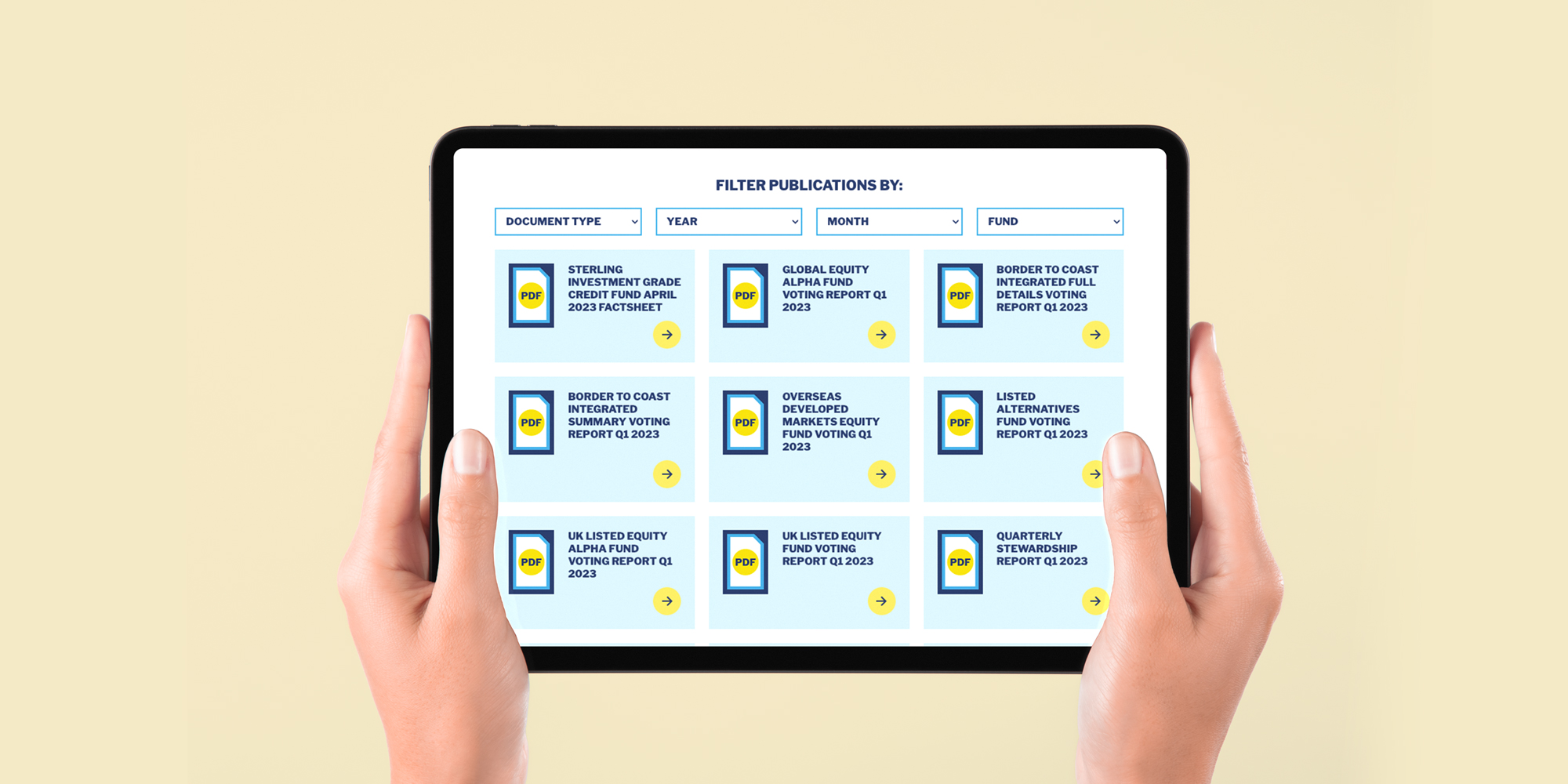 Border to coast page shown on a tablet screen