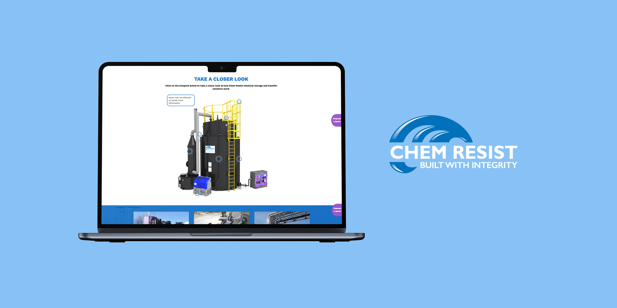 Chem resist logo and pages shown on a laptop screen