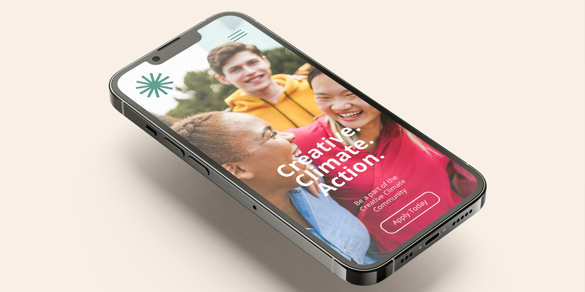 The creative climate action web page shown on an phone screen
