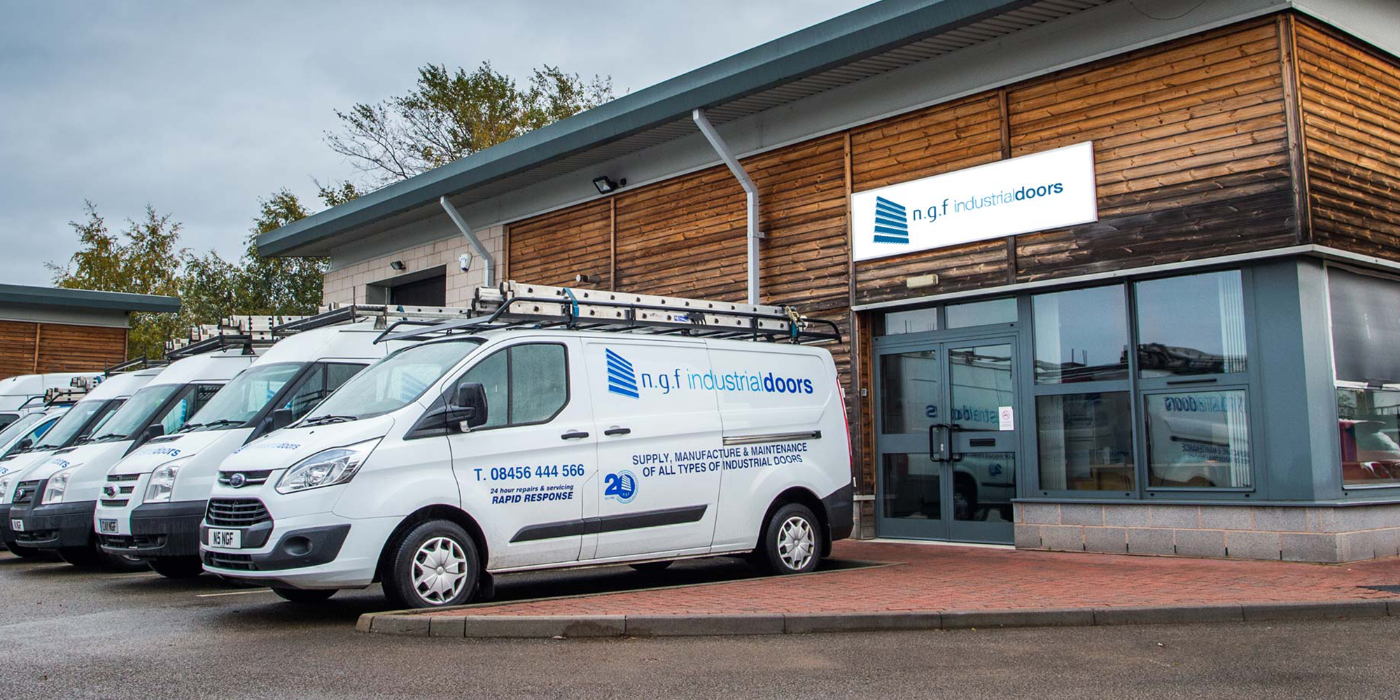 NGF branded vans and signage