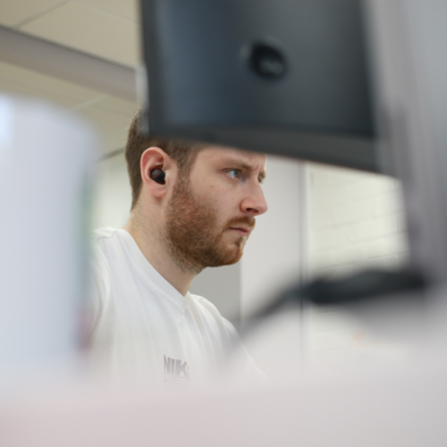 A person working on a computer