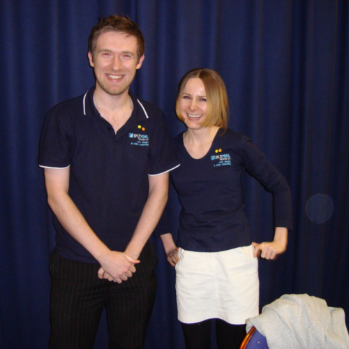 Greg and Charlie in 2009 wearing Splitpixel t shirts