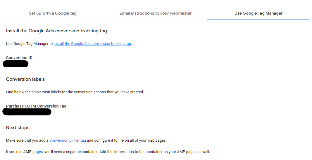 Google Ads Conversion ID and Label